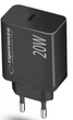 Мережевий зарядний пристрій Esperanza 20W USB-C PD Black (5901299960547) - зображення 2