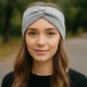 Повязка для волос чалма трикотаж серая 11 см 50/50159 - изображение 1