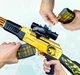 Игрушечный автомат винтовка AK-47 на мягких пулях EVA 92 см с глушителем, оптическим прицелом желтый - изображение 3
