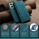Чехол-книжка CaseMe из нубука для Xiaomi 14T Бирюзовый - изображение 8