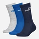 Набор женских носков высоких хлопковых Puma Elements Kids Crew Sock 3P 93876602 35-38 3 пары Grey/Blue (8720245824729) - изображение 1