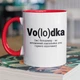Кружка керамическая именная с надписью "Vo(lo)dka" 330 мл для напитков белая с красной ручкой на подарок Вове - изображение 1