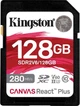 Карта памяти SDXC - Kingston Canvas React Plus 128Gb class 10 V60 UHS-II U3 (R280MB/s, W150MB/s) - изображение 1