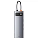 USB-хаб (концентратор) Baseus Metal Gleam Series 9-in-1 (Type-C to USB3.0*3, 4K HDMI, Type-C PD, TF, SD, VGA, RJ45) Gray, серый (CAHUB-CU0G) - изображение 1