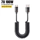 Кабель пружинный телескопический Essager 100W 7A USB-TypeC Быстрая зарядка Передача данных для смартфонов планшенов (длина 120 cм) - изображение 1