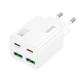 Сетевое зарядное устройство адаптер Hoco N56 Fundador |2USB/2Type-C, 30W/3A, поддержка быстрой зарядки PD/QC, многоуровневая защита, универсальная совместимость, высокая мощность| Белый - изображение 1