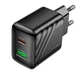 Сетевое зарядное устройство адаптер Hoco CS25A Rico |1USB/1Type-C, 20W/3A, поддержка быстрой зарядки PD/QC/FCP/AFC, многоуровневая защита, универсальная совместимость| Черный - изображение 3