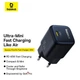 Сетевое зарядное устройство адаптер Baseus Picogo Gan Fast Charger |1Type-C, 45W/3A, поддержка быстрой зарядки PD/QC, многоуровневая защита, универсальная совместимость, технология графена| Черный - изображение 12