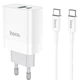 Сетевое зарядное устройство адаптер Hoco C80A Rapido |1USB/1Type-C, 20W/3A, поддержка быстрой зарядки QC/PD, многоуровневая защита, универсальная совместимость| + Кабель Type-C to Type-C в комплекте |1 м| Белый - изображение 1