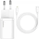 Сетевое зарядное устройство адаптер BASEUS Super Si Quick Charger (TZCCSUP-B03) |1Type-C, 20W/3A, поддержка быстрой зарядки QC/PD, многоуровневая система защиты| + кабель Type-C to Lightning в комплекте Белый - изображение 1