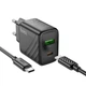 Сетевое зарядное устройство Hoco CS23A, 1USB, 1Type-C, PD, QC 30W, Type-C to Type-C, Черный - изображение 5