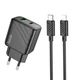 Мережевий зарядний пристрій Hoco CS23A, 1USB, 1Type-C, PD, QC 30W, Type-C to Lightning, Чорний - зображення 1