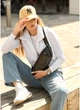 Женская кожаная сумка через плечо бананка Sambag Holster MSH черная с перфорацией - изображение 5
