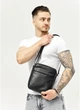 Мужская кожаная сумка через плечо мессенджер Sambag Makros черная - изображение 6