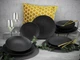 Набор столовой посуды CreaTable Vesuvio Black из 12 предметов на 4 персоны керамогранит высокого качества черно-серый - изображение 3