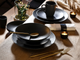 Набор столовой посуды CreaTable Vesuvio Black из 12 предметов на 4 персоны керамогранит высокого качества черно-серый - изображение 7