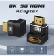 Угловой под 90° адаптер HDMI - HDMI, конвертер / переходник (Тип 8K HDMI ZJ 90D) с поддержкой 8K UHD, черный (92404447) - изображение 1