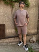 Чоловічий мусліновий комплект футболка з шортами "Capri" COSY L Коричневий (cosy4322793s2) - зображення 3