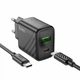 Зарядний пристрій Hoco CS23A 1USB 1USB-C PD/QC 30W + Type-C to Type-C Cable Black - изображение 3