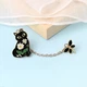 Двойной значок BROCHE брошь бижутерия Животные Кошка со стрекозой чёрно-золотистый BRGV115100 - изображение 4