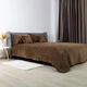 Покрывало на кровать VELOUR King Size 260х240 см Ромб круглый однотонный Коричневый - изображение 4