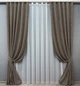 Комплект штор VR-Textil Микровелюр Petek 100х270 2шт и Тюль 300х270 1707ш-1153т Какао с белым 71-031/1 - изображение 1
