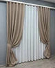 Комплект штор VR-Textil Лен Мешковина 150х270 2шт и Тюль 400х270 113ш-115т Светло-кофейный с белым 71-053/3 - изображение 2