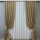 Комплект штор VR-Textil Лен Мешковина 200х270 2шт и Тюль 500х270 1768ш-115т Миндальный с белым 71-052/6 - изображение 1