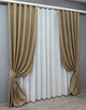 Комплект штор VR-Textil Лен Мешковина 200х270 2шт и Тюль 500х270 1768ш-115т Миндальный с белым 71-052/6 - изображение 2