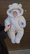 Зимовий цільний дитячий комбінезон для новонароджених 0-3 місяці, Chickabiddy, Молочний плюш Тедді, зріст до 62 см, підкладка фліс - зображення 9