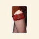 Капронові панчохи Dolores Frida 20 Den 5-6 на силіконі чорні з червоним мереживом - изображение 4