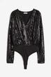 Боди-блуза женская H&M 1199877001c21 S Черная (1000000053838) - изображение 5