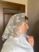 Легкий фатиновый платок Цветочки 70*70 см белый - изображение 4