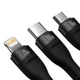 Кабель Baseus Flash Series Ⅱ Two-for-three Charging Cable U+C to M+L+C 100W 1.2m Black (CASS030101) - зображення 4