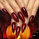 Накладні нігті Nail котяче око вишневі, форма стилет, довгі, 24 шт - зображення 1