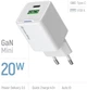 Сетевое зарядное устройство ColorWay GaN Mini 20 W PD Port PPS USB Type-C PD + USB QC4.0 White (CW-CHS062PD-WT) - изображение 6