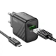 Мережевий зарядний пристрій Hoco CS21A, 1USB, QC 18W, кабель USB to MicroUSB, Чорний - зображення 5