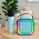 Караоке колонка беспроводная Bluetooth с микрофоном, портативная аккумуляторная мини акустика для детей и взрослых с подсветкой RGB, AUX, USB, TF и мощными басами Голубая, MK-R12-Blue - изображение 1