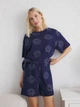 Пижама (футболка + шорты) женская хлопковая Trendyol THMSS25PT00139 XS Navy Blue (8683050945938) - изображение 1