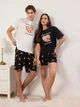 Пижама (футболка + шорты) женская хлопковая Trendyol THMSS25PT00333 S Black (8684737224780) - изображение 4