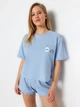 Пижама (футболка + шорты) женская Trendyol THMSS22PT0422 S Light Blue (8683048212578) - изображение 1