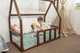 Детская кровать домик Монтессори BUSY WOOD напольная с ламелями Модель 1 140x70 см темное - изображение 4