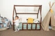 Детская кровать домик Монтессори BUSY WOOD напольная Модель 1 120х60 см тёмное дерево - изображение 1