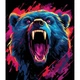 Картина по номерам на черном фоне "Ярость медведя" 30х40 (TS01091996250678) - зображення 1