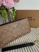 Гаманець чорний коричневий Long Zip Around Wallet With Detachable Card Case In Signature Canvas натуральна шкіра + подарункове пакування - изображение 6