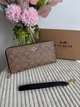 Гаманець чорний коричневий Long Zip Around Wallet With Detachable Card Case In Signature Canvas натуральна шкіра + подарункове пакування - изображение 8