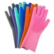 Силиконовые перчатки для мытья и чистки Magic Silicone Gloves с ворсом Синие - изображение 3