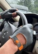 Мужские кожаные автомобильные перчатки Fiorgini Premium fingerless Размер 8,5 (M) Серый цвет кожии с оранжевым акцентом (22171) - изображение 3