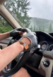 Мужские кожаные автомобильные перчатки Fiorgini Premium fingerless Размер 8 (S) Серый цвет кожии с оранжевым акцентом (22171) - изображение 6