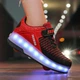 Роликовые кроссовки для девочек с LED подсветкой красные на 2-х колесах (LR 1229) 36(23см) - изображение 2